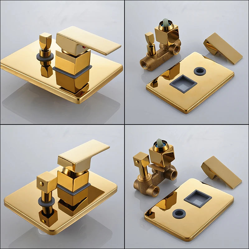 Rozin Golden Shower 8/10/12 Square Rainfall Shower Faucet