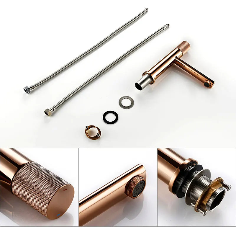 Brushed Rose Gold Bathroom Basin Faucet 100 Brass