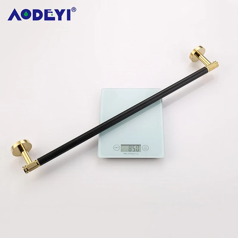 Bathroom Hardware Black Robe Hook Gold Towel Rail