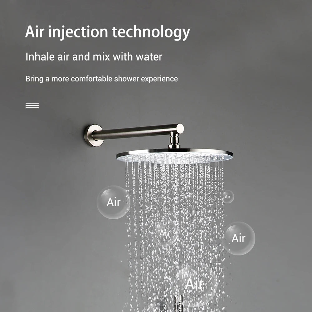 Brushed Stainless Steel Brass Built Installation Rain Shower