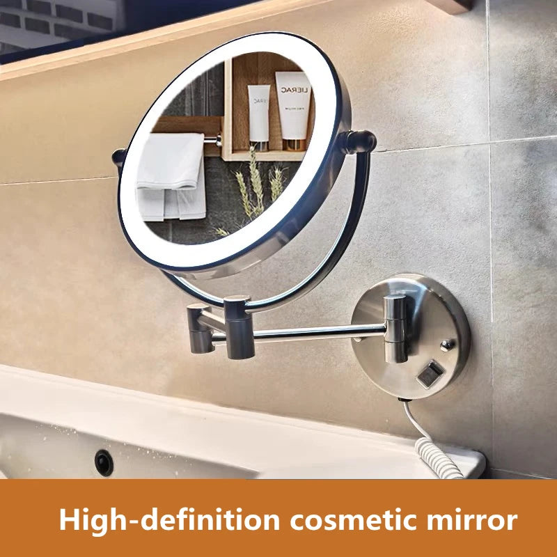 Silver Brass Dual Side Led Light Bathroom Mirror