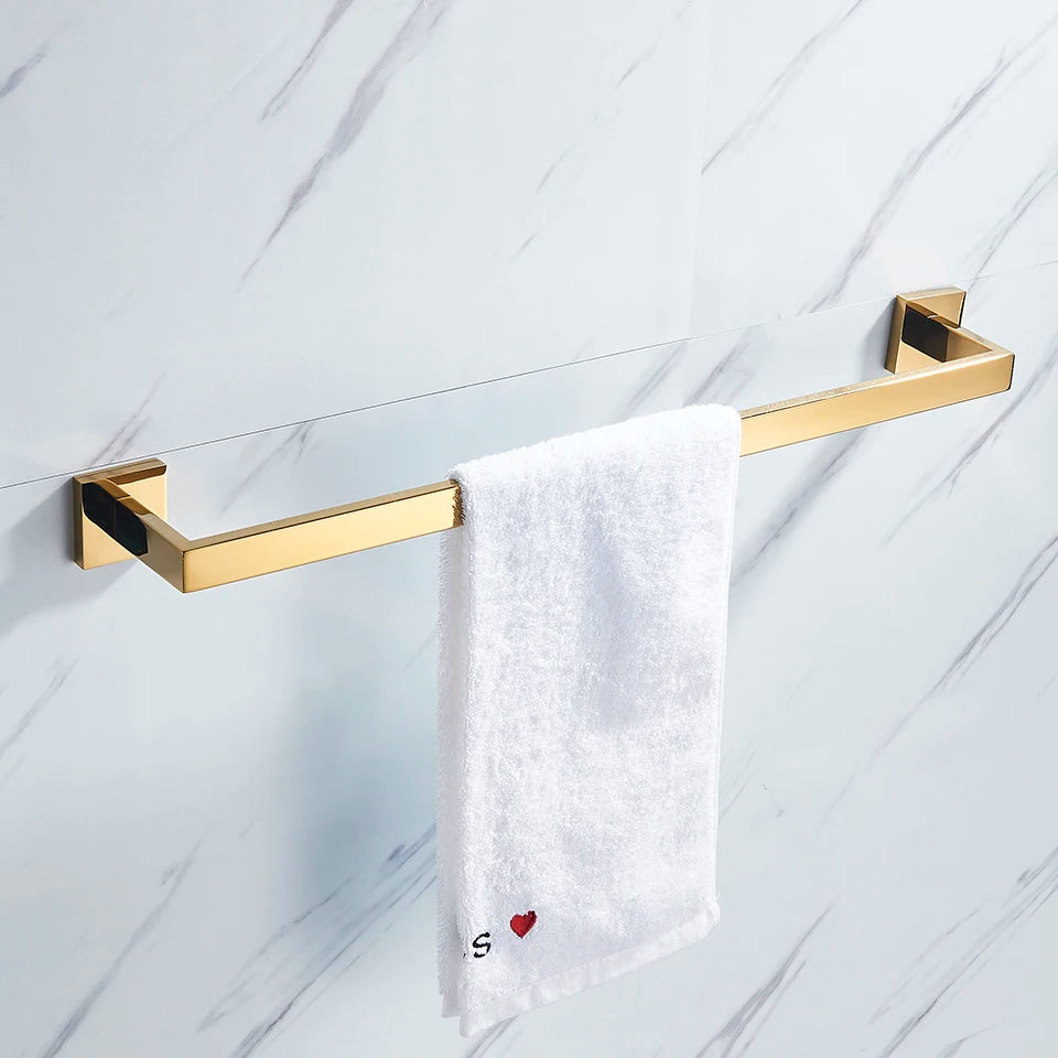 Bathroom Hardware Gold Bathrobe Hook Towel Rail Bar