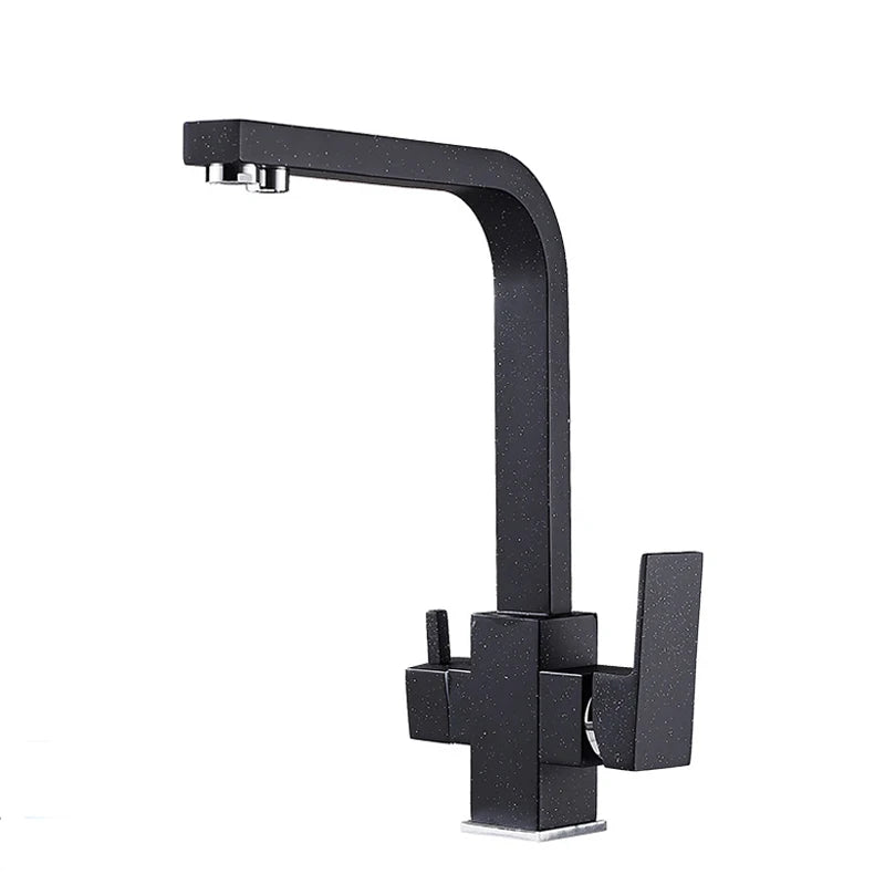 Contemporary Brass Matte Black Square 3-Way Purified Sink