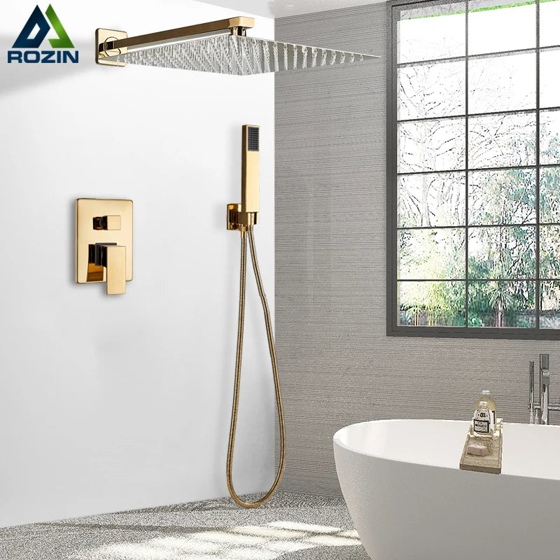 Rozin Golden Shower 8/10/12 Square Rainfall Shower Faucet