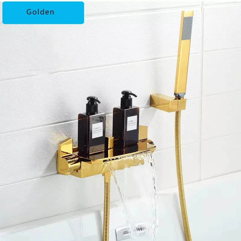 Brass Wall Mounted Waterfall Bathtub Faucet Bathroom Faucet