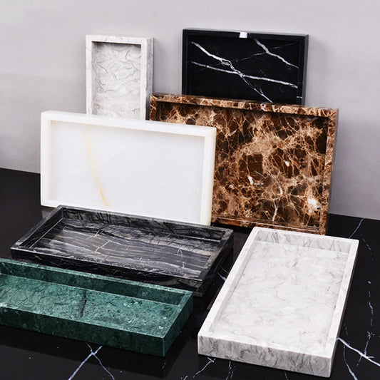 Real Natural Marble Tray Handle Luxury Rectangular Washbasin