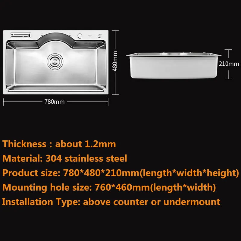 Sink Stainless Steel 2mm Thickness Brushed Sinks Bowl