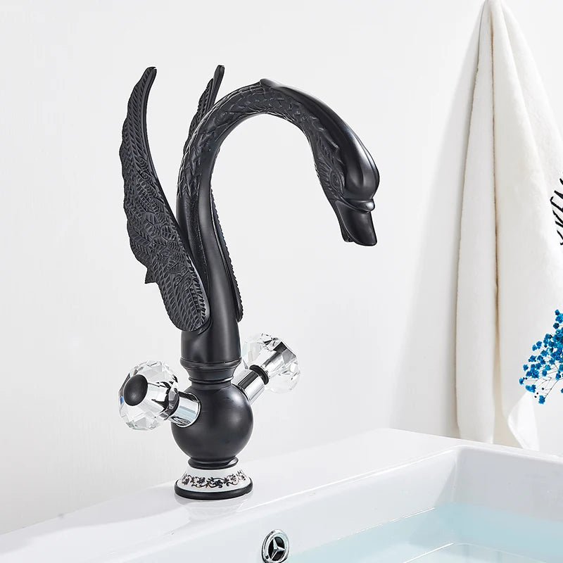 Rozin Luxury Golden Basin Faucet Golden Swan Shape