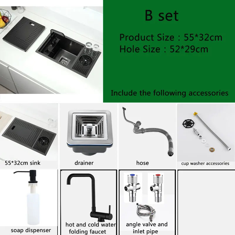 Hidden Black Sink Bowl Bar Small Size Sink