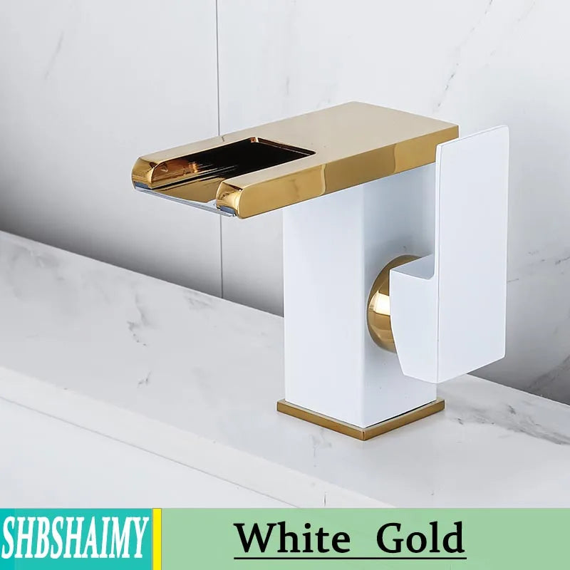 Bathroom Hydropower Led Waterfall Faucet Sink Basin Mixer