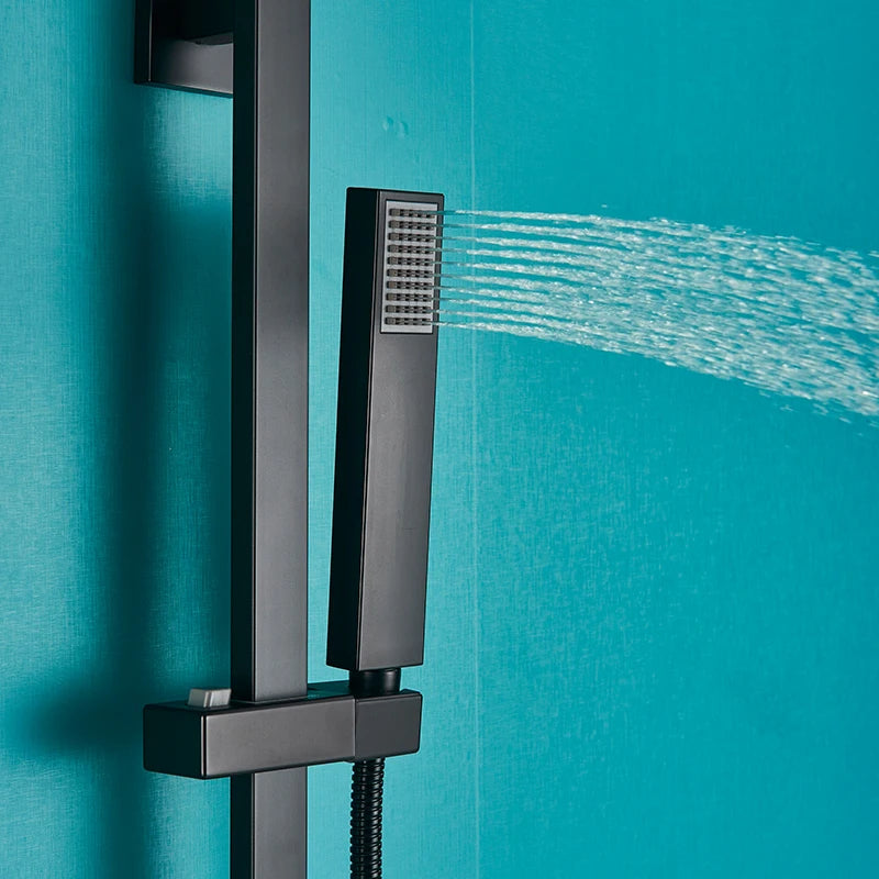 Rozin Matte Black Thermostatic Shower Faucet Wall Mount