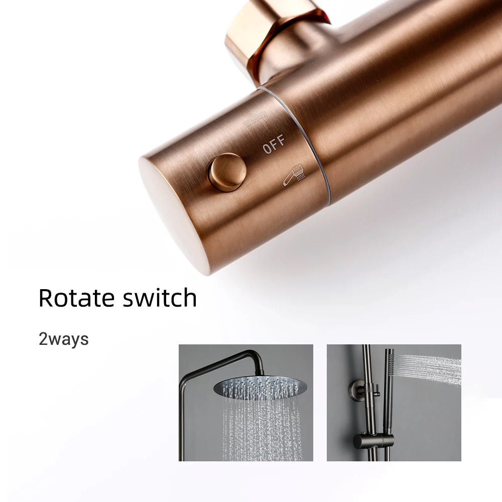 Thermostat Mixer Shower Wall Mount Bathroom Faucet Diverter