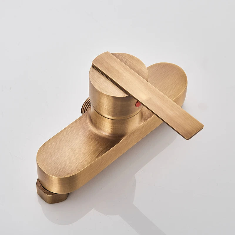 Antique Brass Shower Faucet Handle Bathroom Faucets Wall