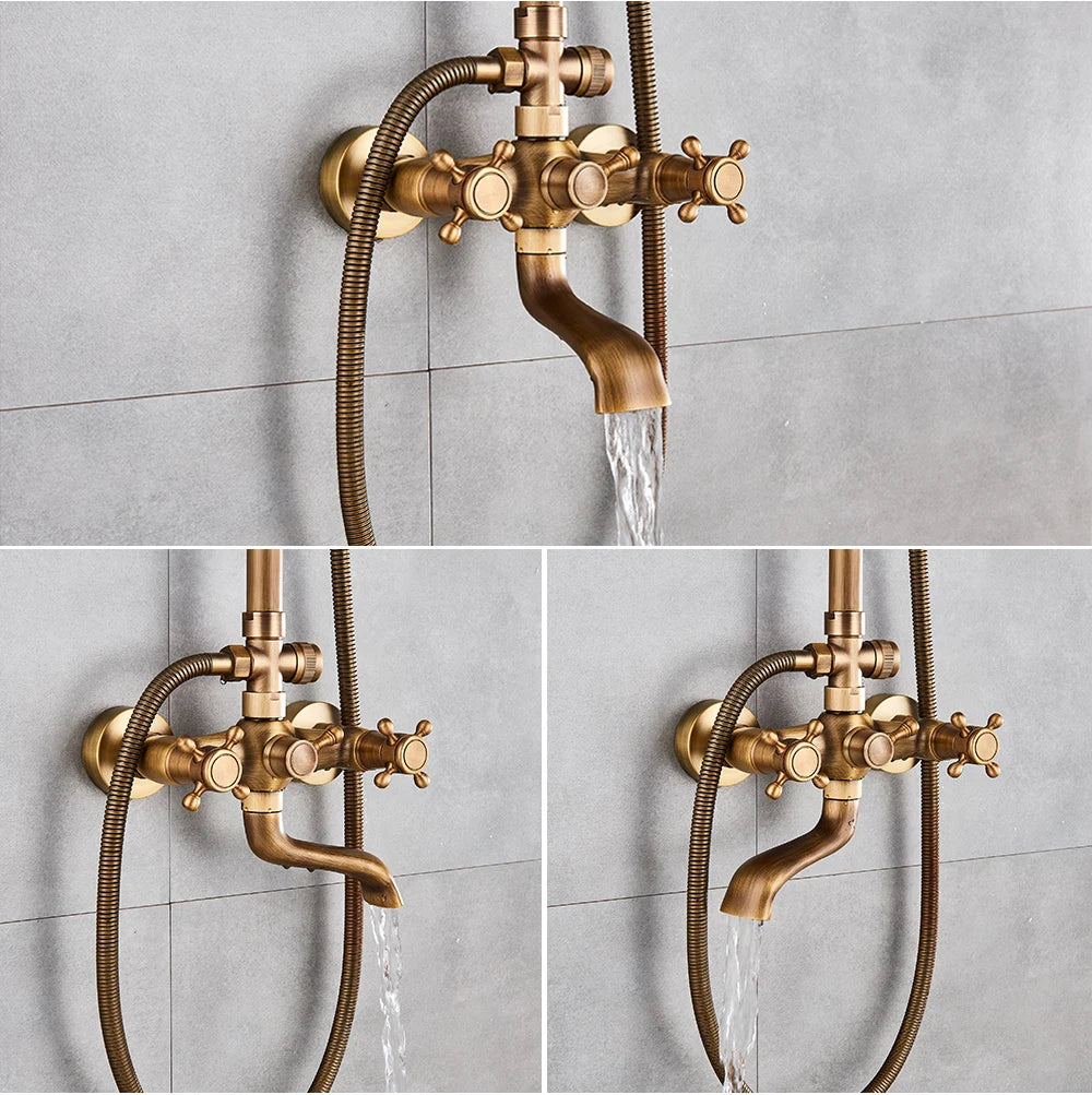 Rozin Brass Antique Bathroom Shower Faucet Wall Mount