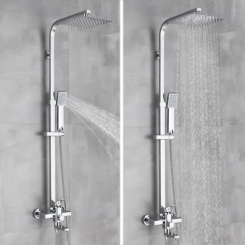 Rozin Chrome Shower Faucet Wall Mounted Bathroom Rainfall
