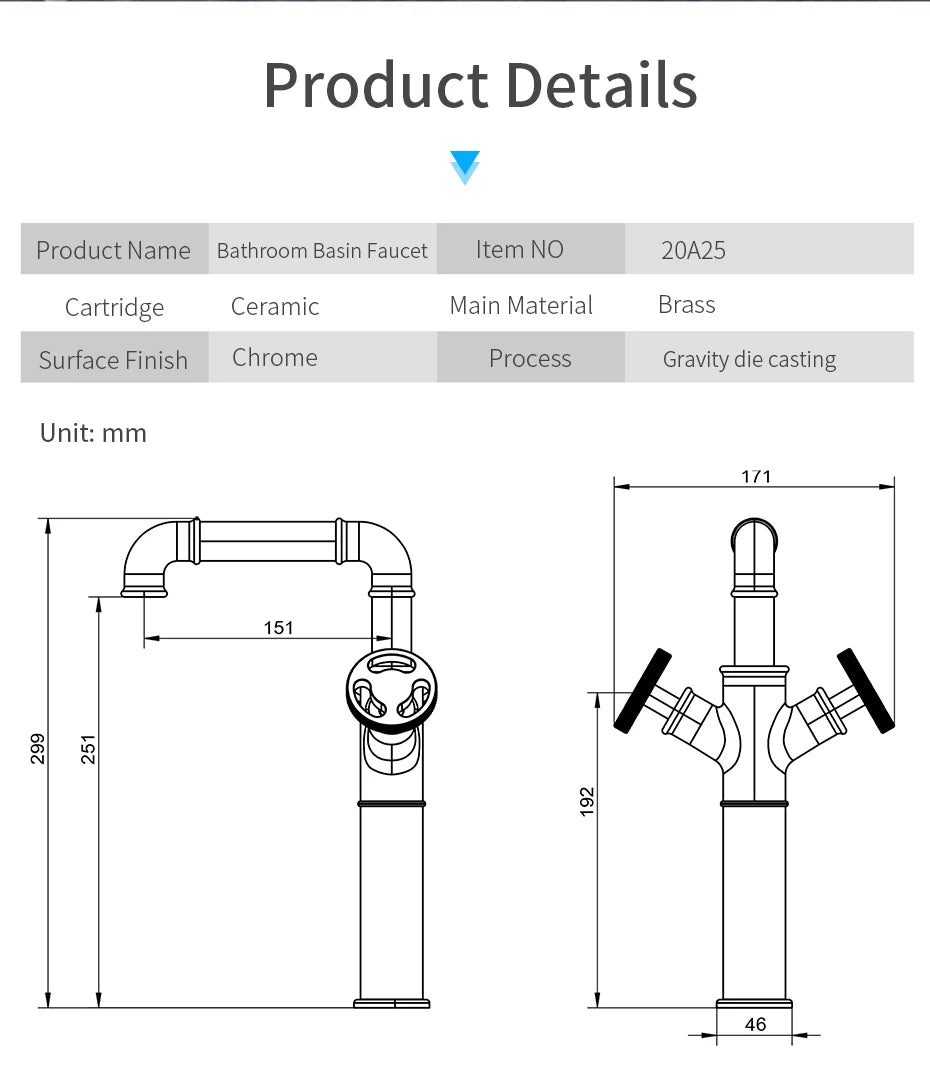 Basin Faucets Retro Industrial Style Matte Black Brass