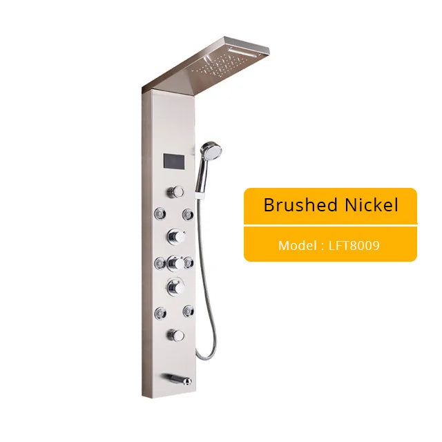 Luxury Led Shower Column Faucet Brushed Nickel Spa