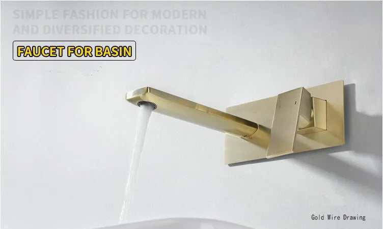 Brushed Gold Basin Faucet Concealed Bathroom Sink Faucet