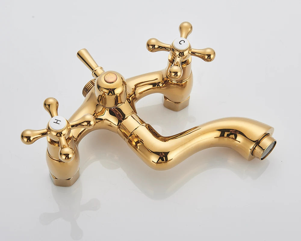 Rozin Gold Bathroom Shower Faucet Wall Mounted Brass