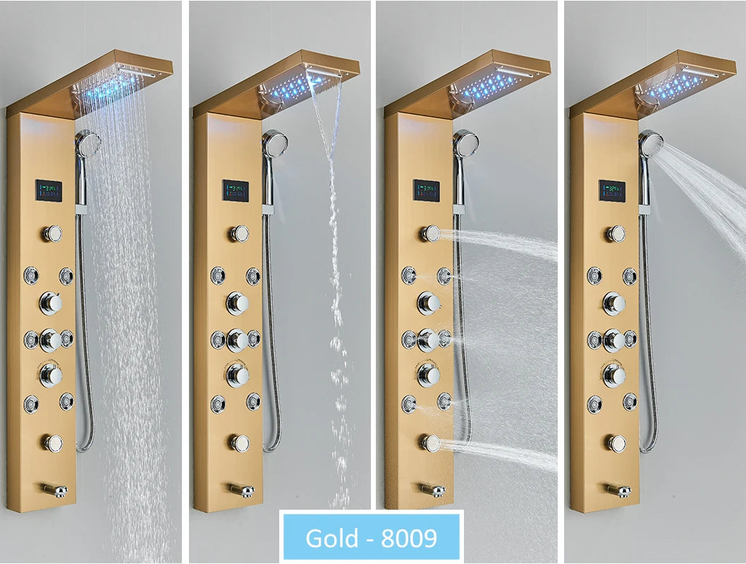 Led Shower Panel Tower System Rain Waterfall Shower