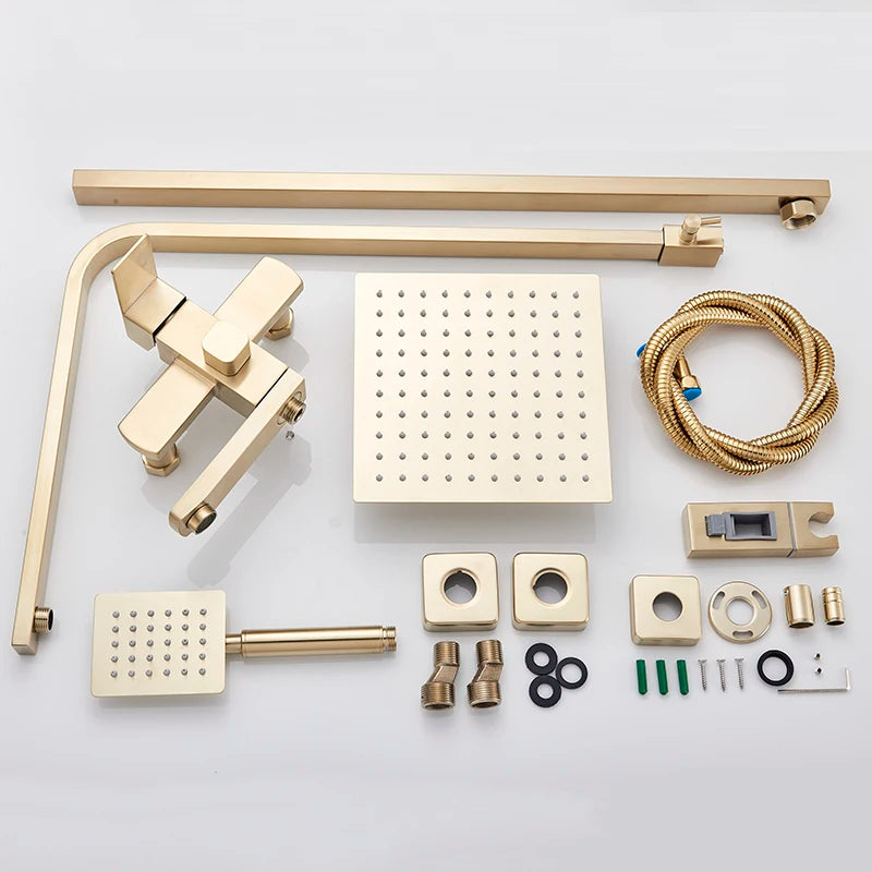 Brushed Gold Bathroom Shower Faucet Brass Bath Faucet