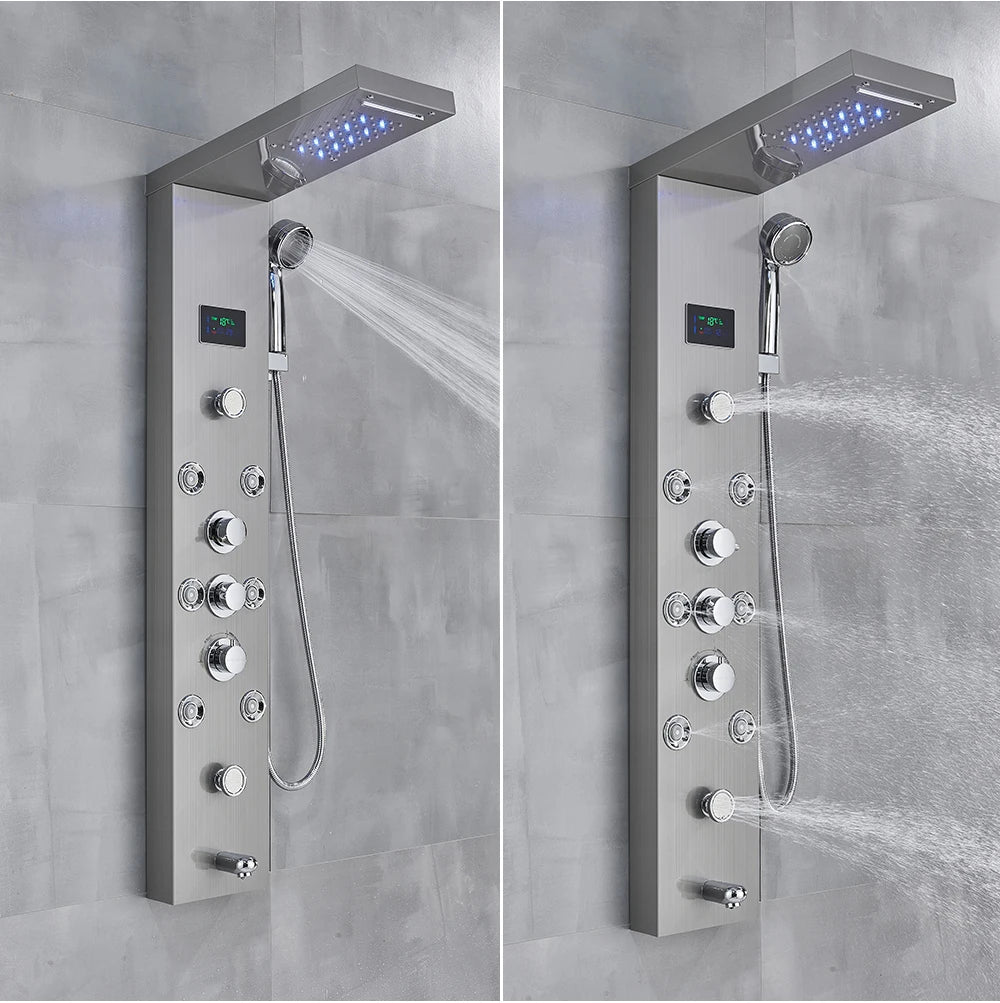 Golden Black Shower Panel Wall Rain Waterfall Shower