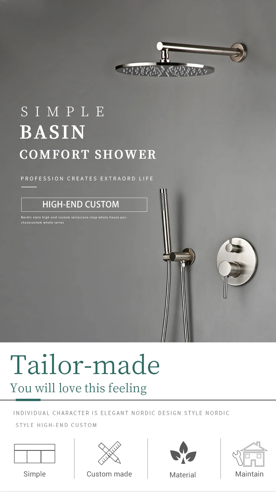 Bagnolux Shower Brass Drawing Concealed Wall Hanging Top