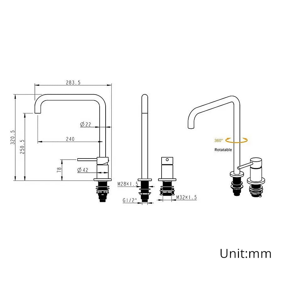 Modern Style Bathroom Basin Mixer Tap Dual Holder