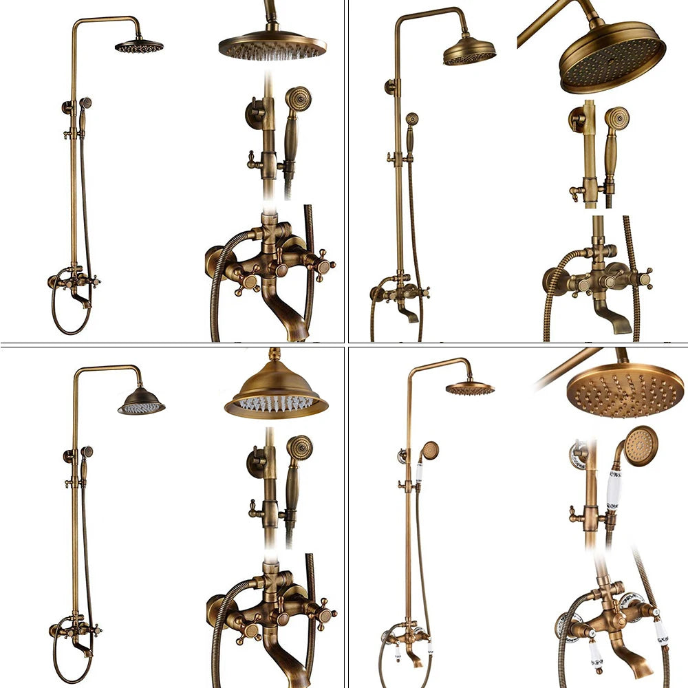 Rozin Brass Antique Bathroom Shower Faucet Wall Mount