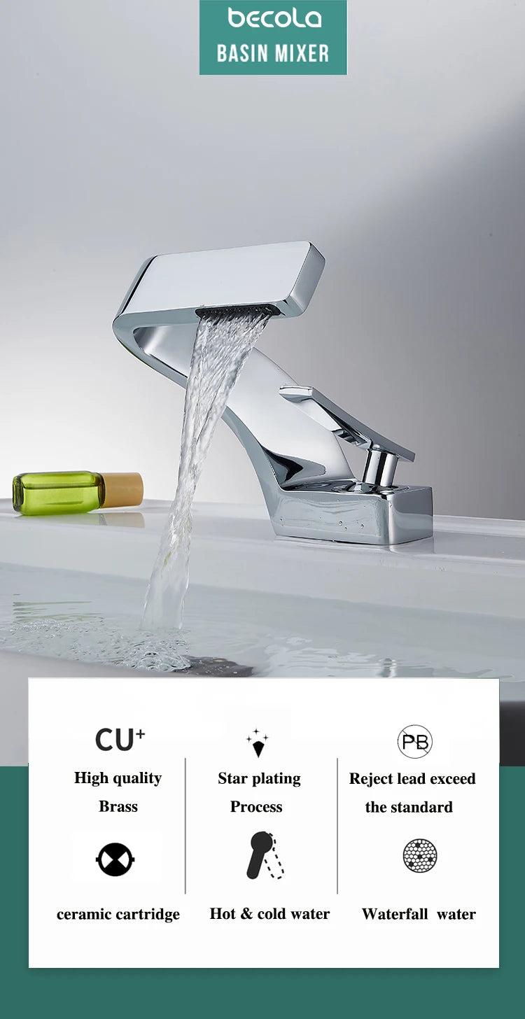 Becola Brushed Gold Basin Faucet Black Bathroom Mixer