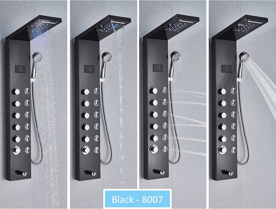 Led Shower Panel Tower System Rain Waterfall Shower