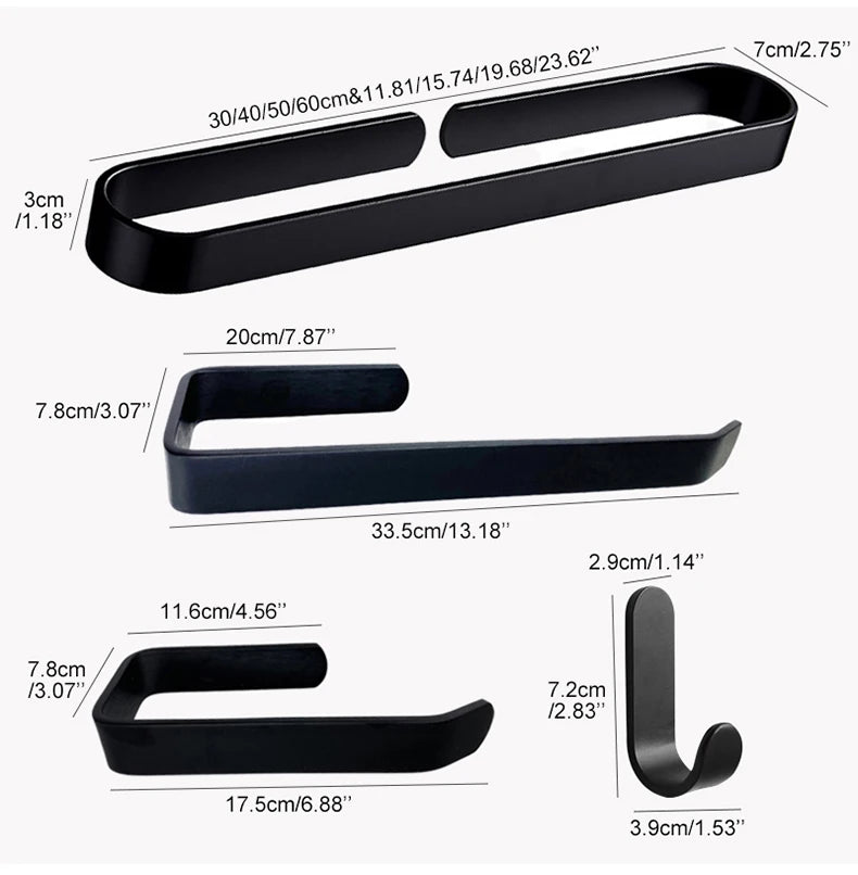 30-50cm Black Bath Towel Holder Bathroom Towel Rack
