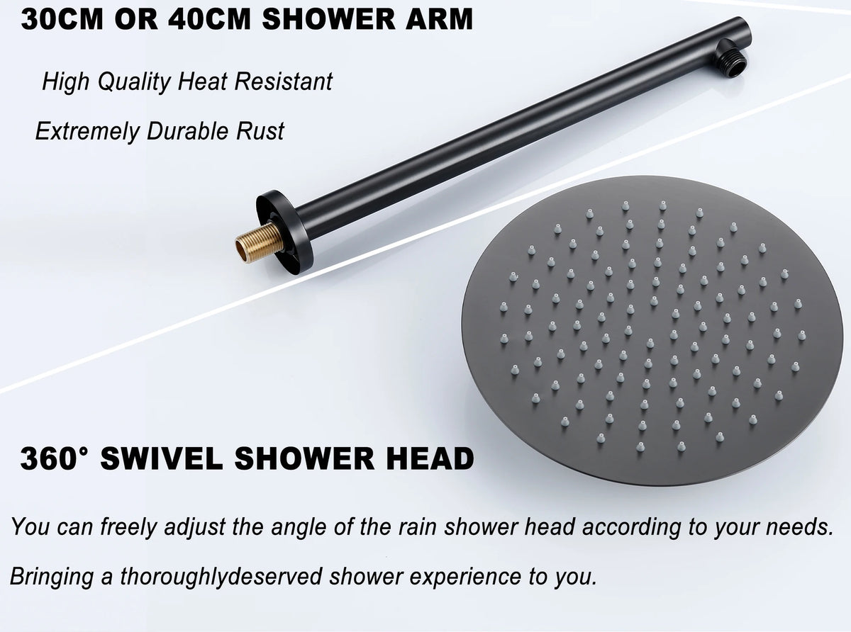 Bagnolux Gun Gray Bath Shower Brass Head Rianfall