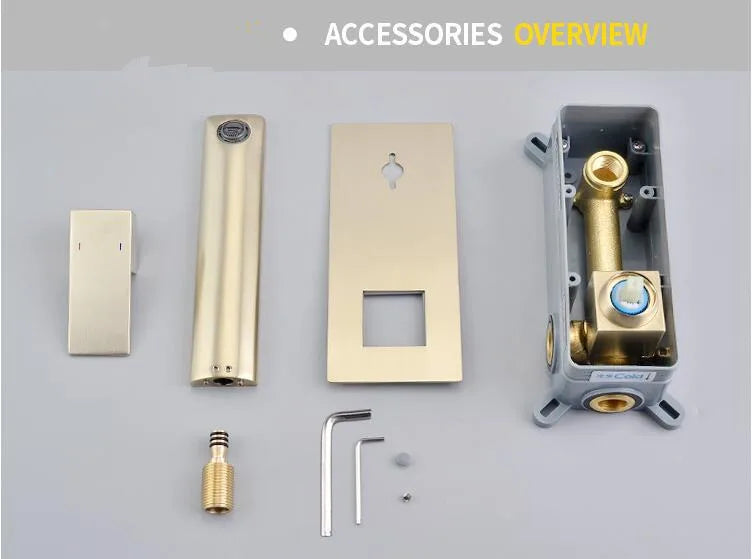 Brushed Gold Basin Faucet Concealed Bathroom Sink Faucet