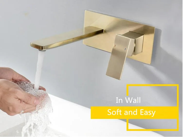Brushed Gold Basin Faucet Concealed Bathroom Sink Faucet