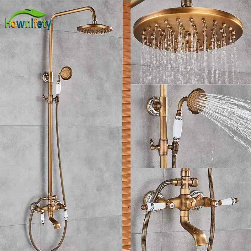 Classic Antique Brass Bathroom Shower Faucet Bathtub Shower