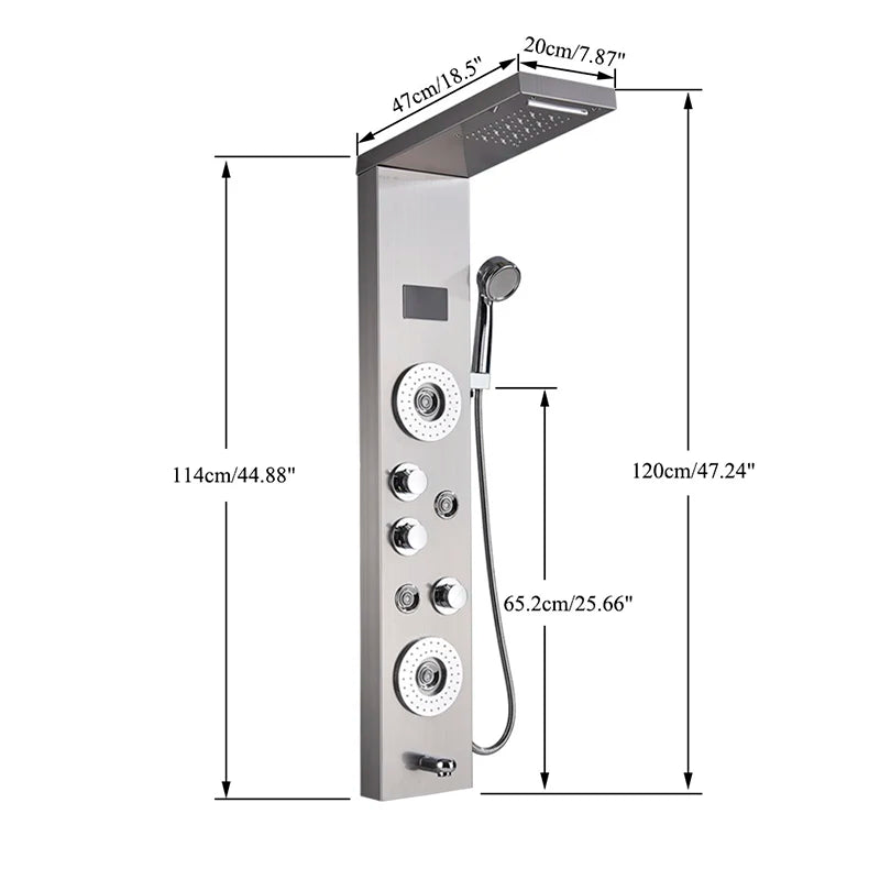 Luxury Black/Brushed Bathroom Led Shower Panel Tower System