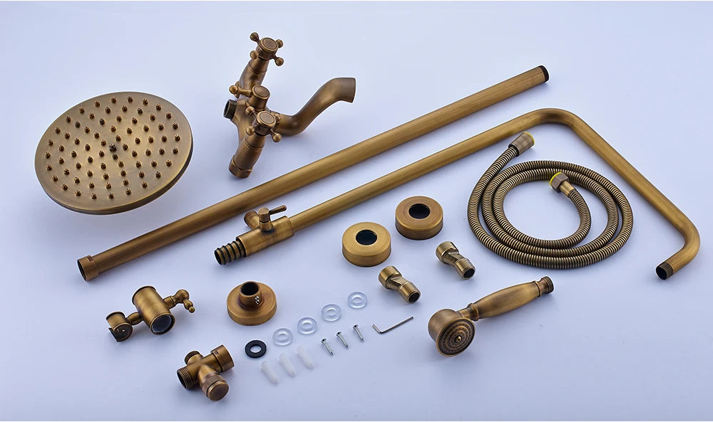 Shbshaimy Antique Brass Bathroom Shower Wall Mounted Rainfall