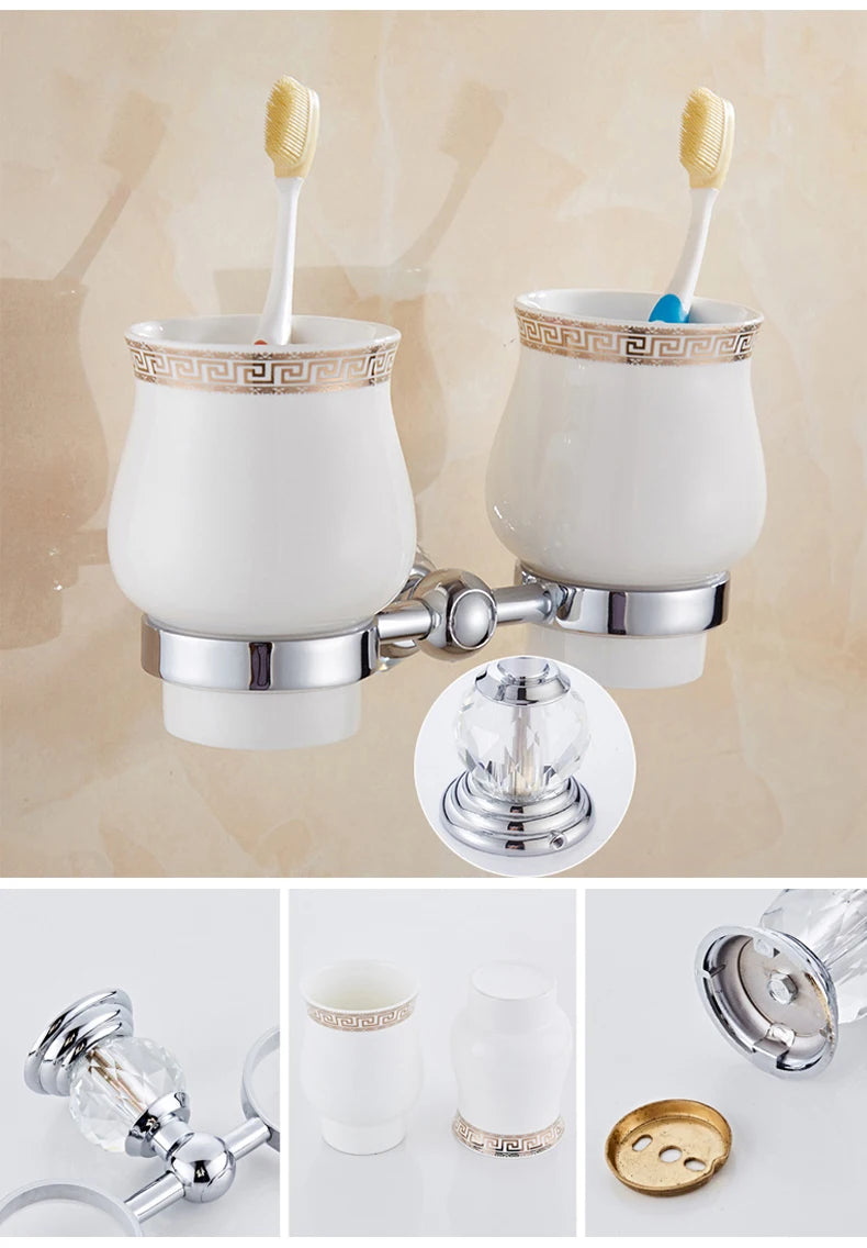Bathroom Hardware Crystal Bath Towel Shelf Toilet Paper