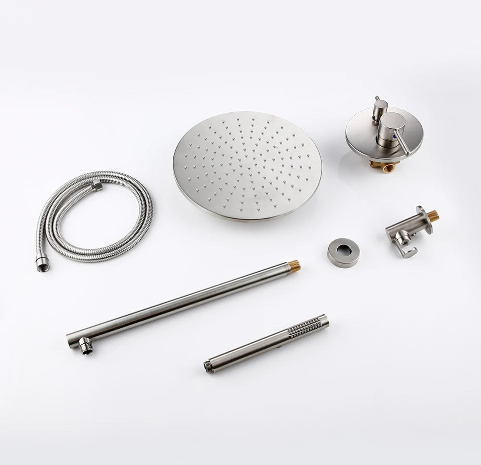 Brushed Stainless Steel Brass Built Installation Rain Shower
