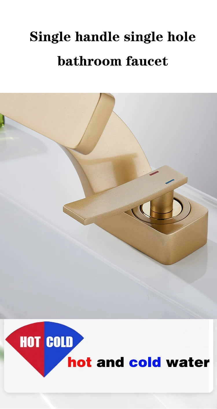 Becola Brushed Gold Basin Faucet Black Bathroom Mixer