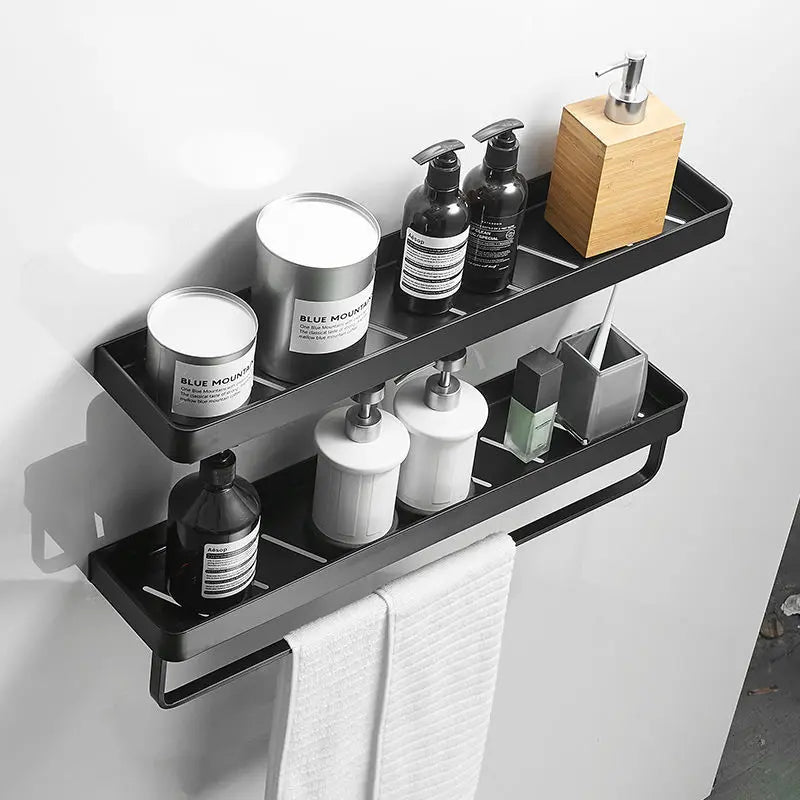 Black / White Bathroom Shelf Shampoo Holder Storage