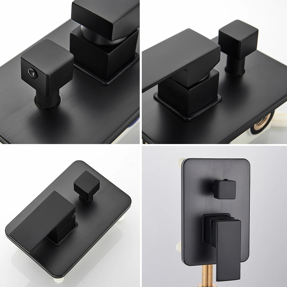 Black Shower Faucets Wall Mounted Rainfall Shower System