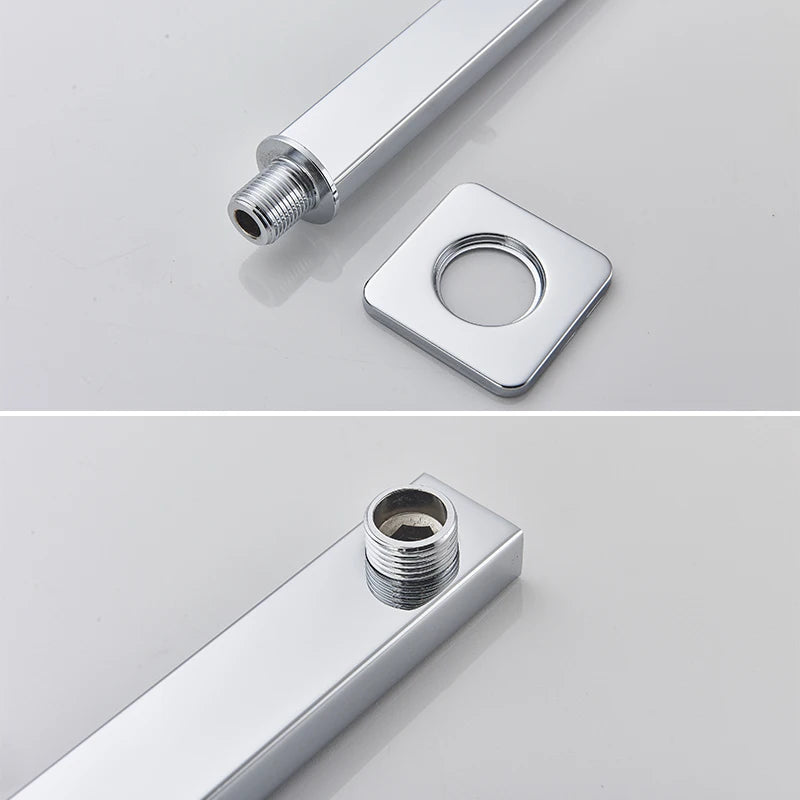 Bathroom Wall Mount Thermostatic Rainfall Shower Faucet Chrome