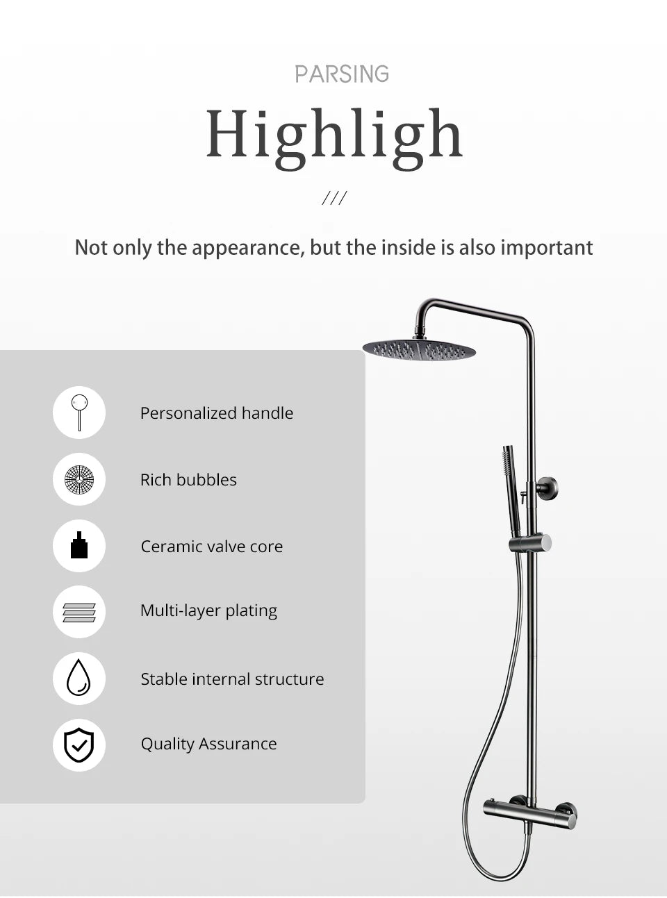 Wall-Mounted Thermostatic Valve System Bagnolux Brushed Gray