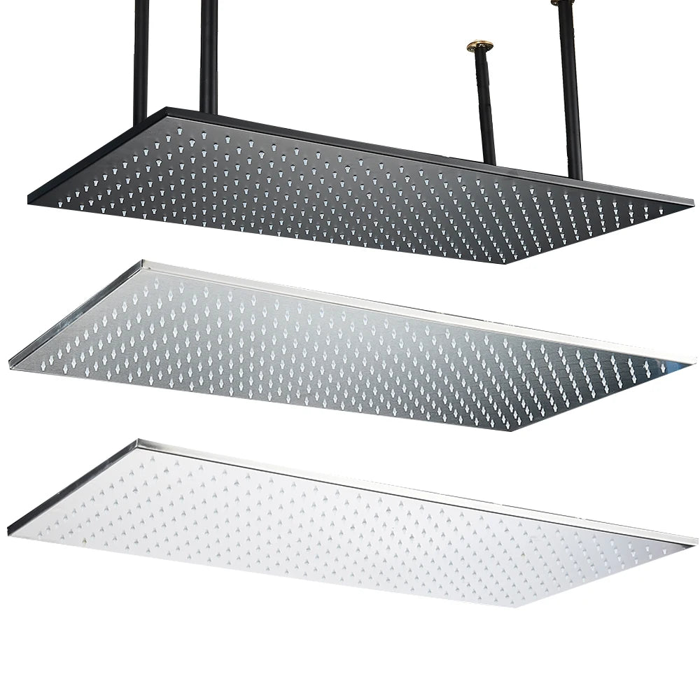Rozin Led Matte Black Shower Head 40 80cm