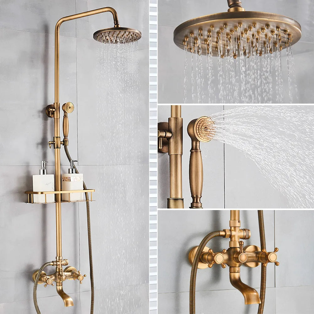 Antique Brass Bathroom Shower Faucet Bath Shower Mixer