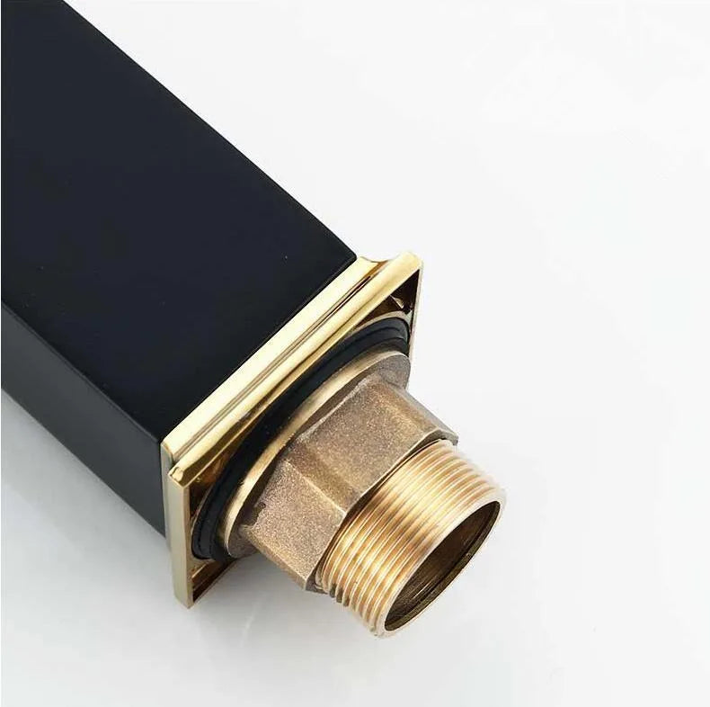 Basin Faucet Gold Black Waterfall Faucet Brass Bathroom