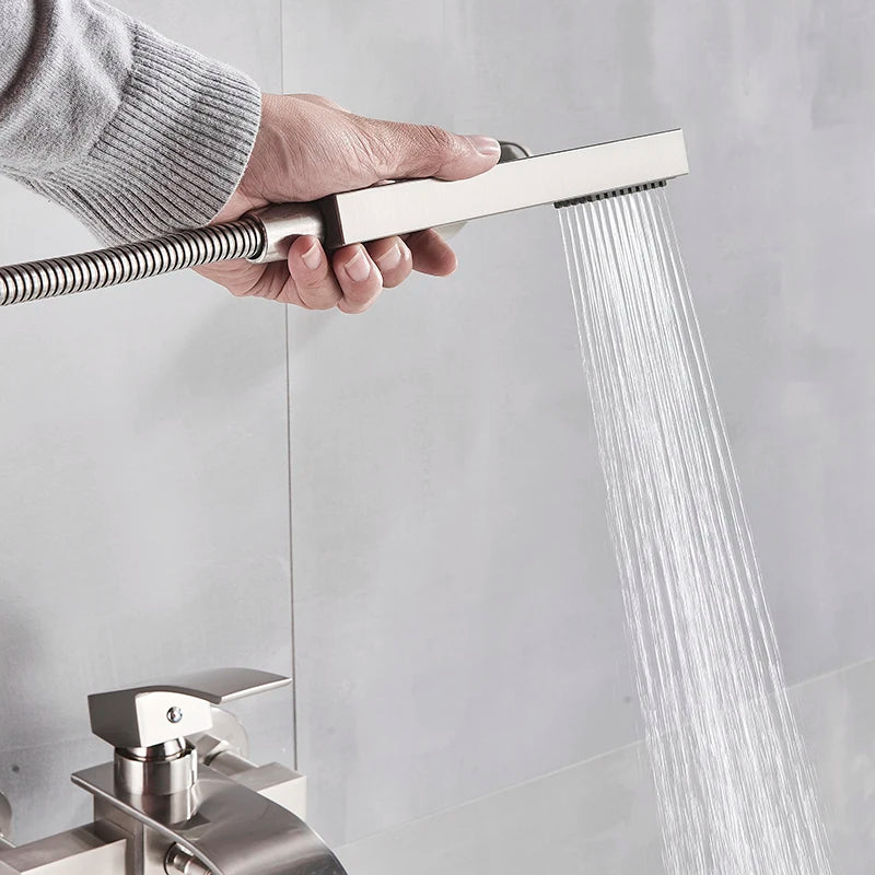 Myqualife Matte Black Bathroom Faucet Function Bathtub Facuet