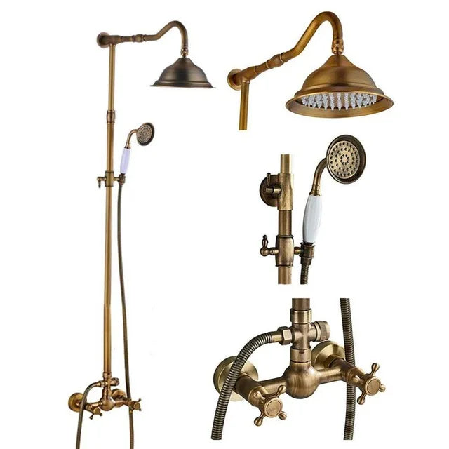 Shbshaimy Antique Brass Bathroom Shower Wall Mounted Rainfall